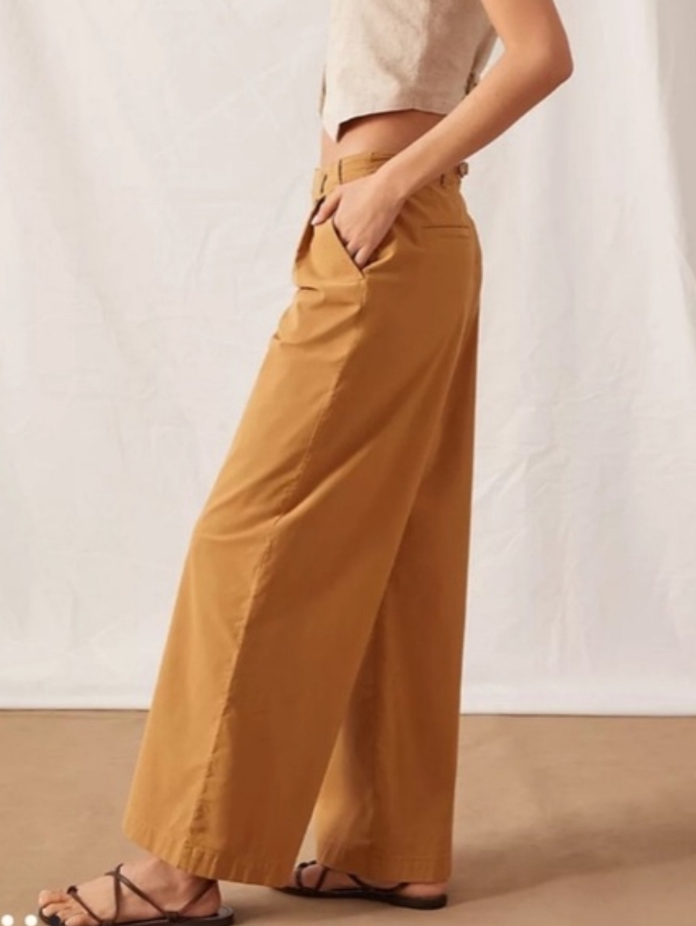 Reposh never worn Wide Leg Cotton-Blend Pants in Camel